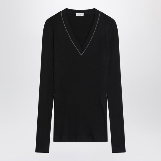 Brunello Cucinelli Blue ribbed wool sweater