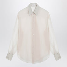  Brunello Cucinelli Beige Crispy silk shirt with monile detail