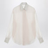 Brunello Cucinelli Beige Crispy silk shirt with monile detail
