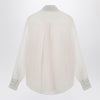 Brunello Cucinelli Beige Crispy silk shirt with monile detail