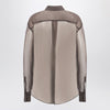 Brunello Cucinelli Brown shirt with Flora Appliqué in silk