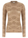 Brunello Cucinelli Beige Flower Lace Sweater