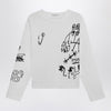 1989 STUDIO Embroidery crop knit round neck white