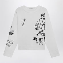  1989 STUDIO Embroidery crop knit round neck white