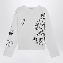  1989 STUDIO Embroidery crop knit round neck white