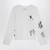 1989 STUDIO Embroidery crop knit round neck white