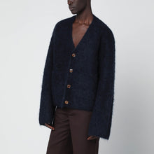  Séfr Lee blue cardigan in textured alpaca yarn