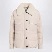  Brunello Cucinelli Light gray jacket with fur collar