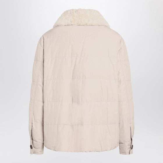 Brunello Cucinelli Light gray jacket with fur collar