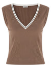 Brunello Cucinelli Shiny Trim Tank Top