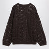 Brunello Cucinelli Brown perforated sweater with micro sequins