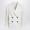 Brunello Cucinelli Ivory fluid twill jacket in viscose and linen