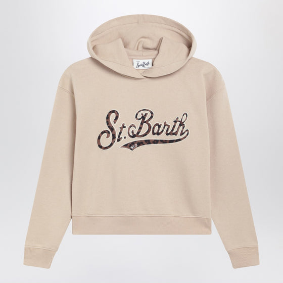 MC2 Saint Barth Beige sweatshirt with leopard logo embroidery