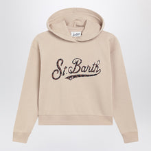  MC2 Saint Barth Beige sweatshirt with leopard logo embroidery