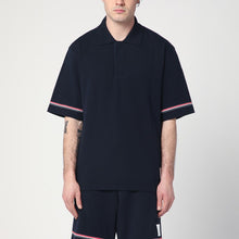 Thom Browne Navy blue polo shirt with tricolour detail