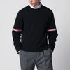 Thom Browne Navy blue cotton sweater with tricolor details