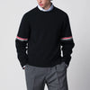 Thom Browne Navy blue cotton sweater with tricolor details