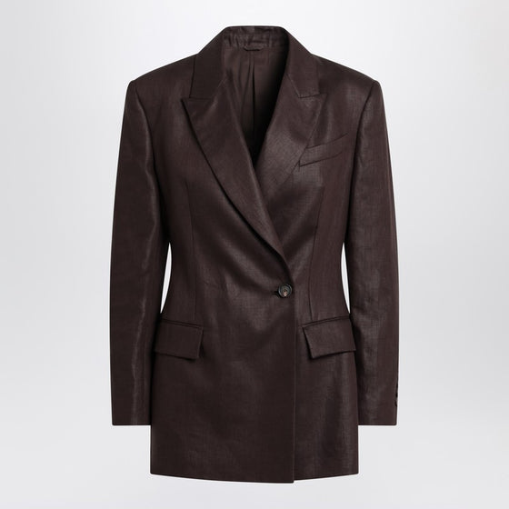 Brunello Cucinelli Shiny brown linen twill jacket