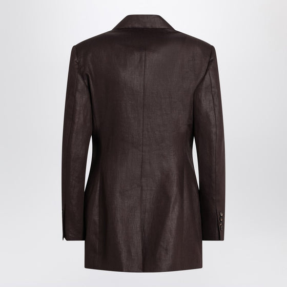 Brunello Cucinelli Shiny brown linen twill jacket