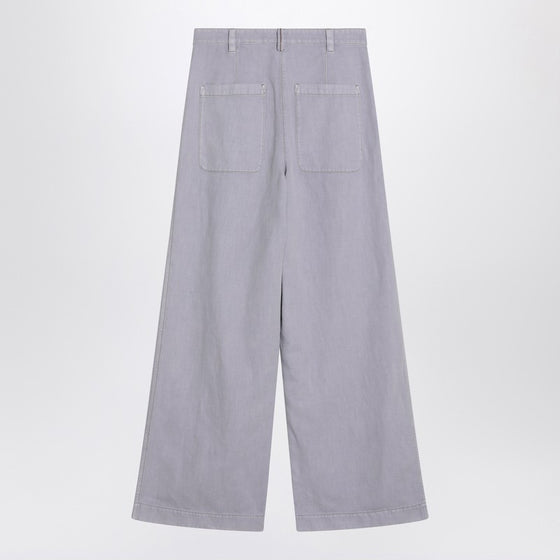 Brunello Cucinelli Wide lilac trousers in linen blend