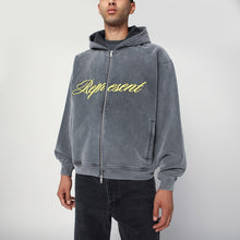  Represent Washed grey zip-up sweatshirt