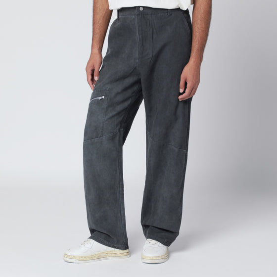 Represent Washed-effect black cotton trousers