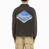 Represent Black washed effect cotton polo shirt with logo