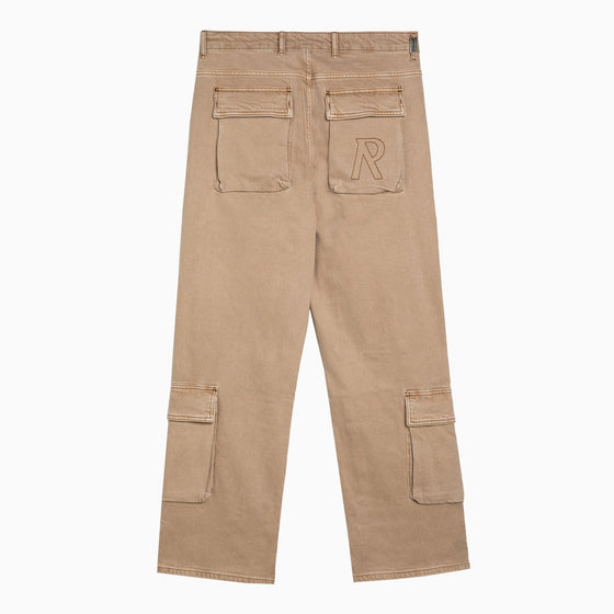 Represent R3Ca beige denim cargo trousers