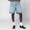Represent Light blue washed-effect denim Bermuda shorts