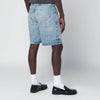 Represent Light blue washed-effect denim Bermuda shorts