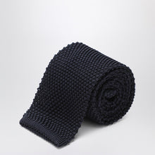  Brunello Cucinelli Navy blue silk knit tie