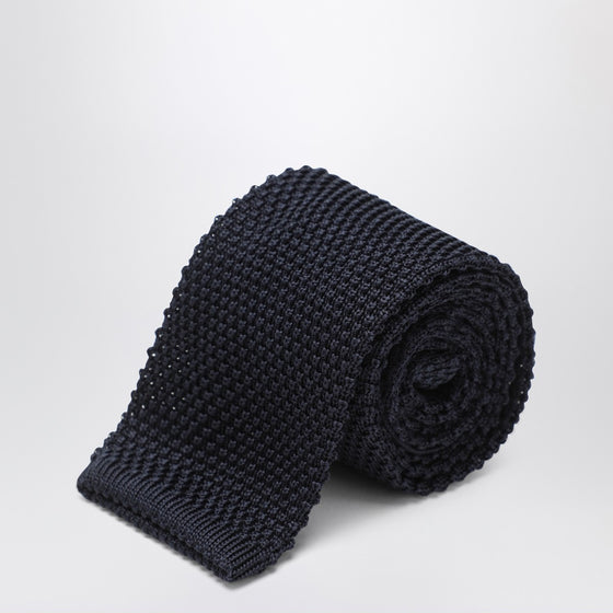 Brunello Cucinelli Navy blue silk knit tie