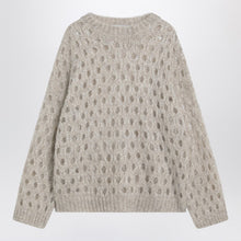  Brunello Cucinelli Beige openwork mohair-blend sweater