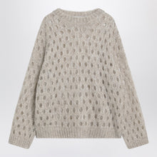  Brunello Cucinelli Beige openwork mohair-blend sweater