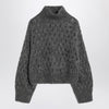 Brunello Cucinelli Grey openwork turtleneck sweater