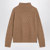 Max Mara Camel cable knit turtleneck jumper