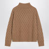 Max Mara Camel cable knit turtleneck jumper