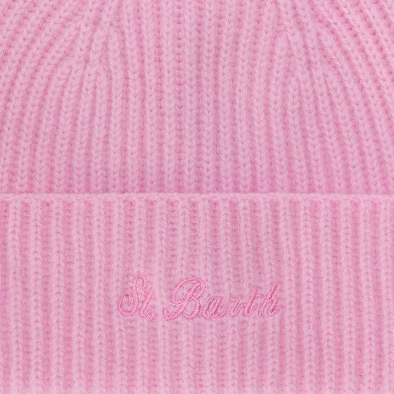 MC2 Saint Barth Pink wool beanie with embroidered logo