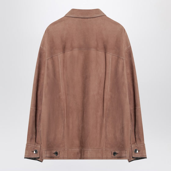 Brunello Cucinelli Brown leather overshirt jacket