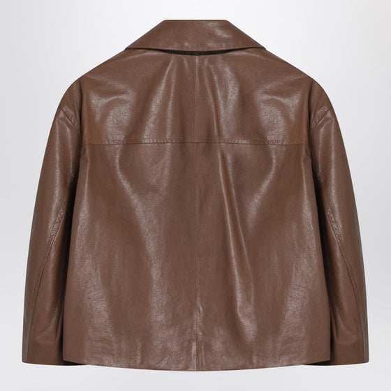 Brunello Cucinelli Brown cropped leather jacket