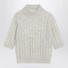 Brunello Cucinelli Light grey cable-knit sweater in mohair blend