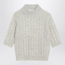  Brunello Cucinelli Light grey cable-knit sweater in mohair blend