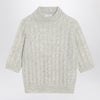 Brunello Cucinelli Light grey cable-knit sweater in mohair blend