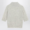 Brunello Cucinelli Light grey cable-knit sweater in mohair blend