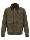 Brunello Cucinelli Waxed Shearling Bomber Jacket