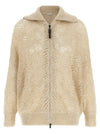 Brunello Cucinelli Beige Dazzling Abstract Leaf Cardigan
