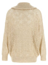Brunello Cucinelli Beige Dazzling Abstract Leaf Cardigan