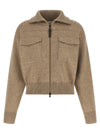 Brunello Cucinelli Shiny Zipper Pull Wool Cardigan