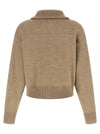 Brunello Cucinelli Shiny Zipper Pull Wool Cardigan