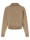 Brunello Cucinelli Shiny Zipper Pull Wool Cardigan